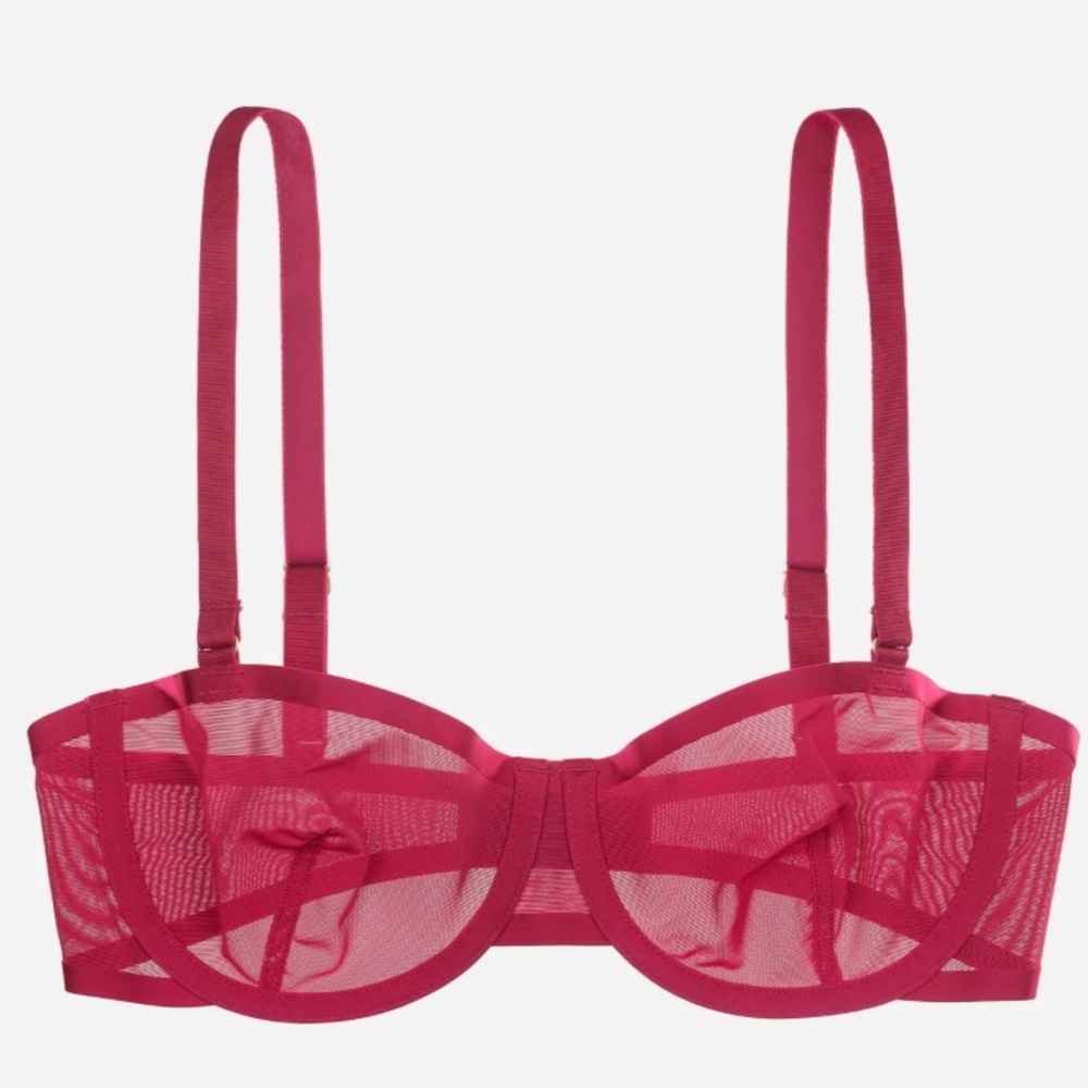 CUUP Sheer Underwire Bra in Raspberry